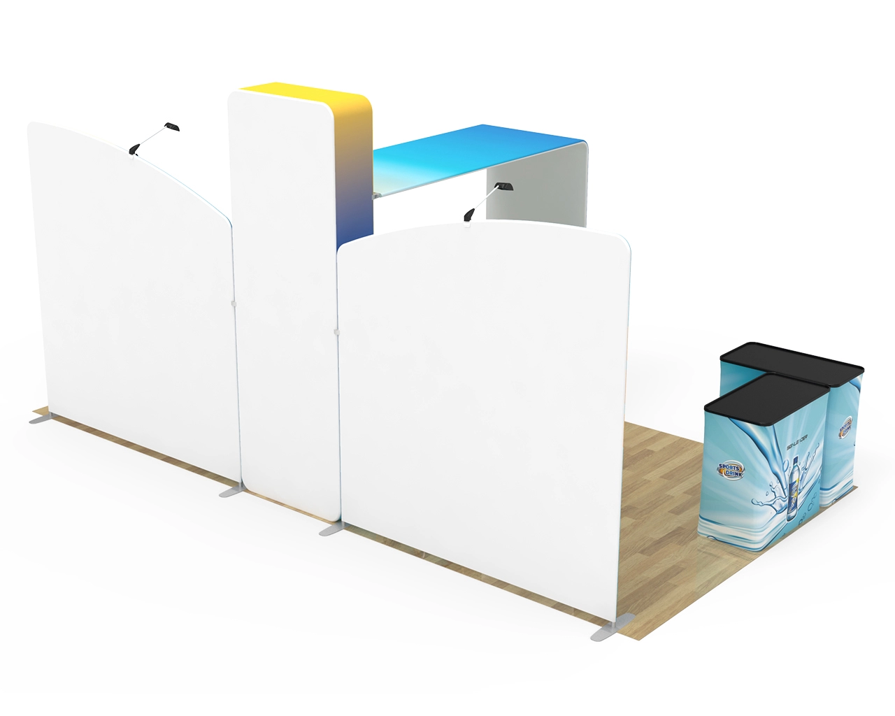 10x20ft Commercial Trade Show Booth Q for Sports Drinks, Functional Beverages & Health Drinks