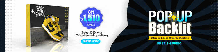 backlit pop up display free over night shipping