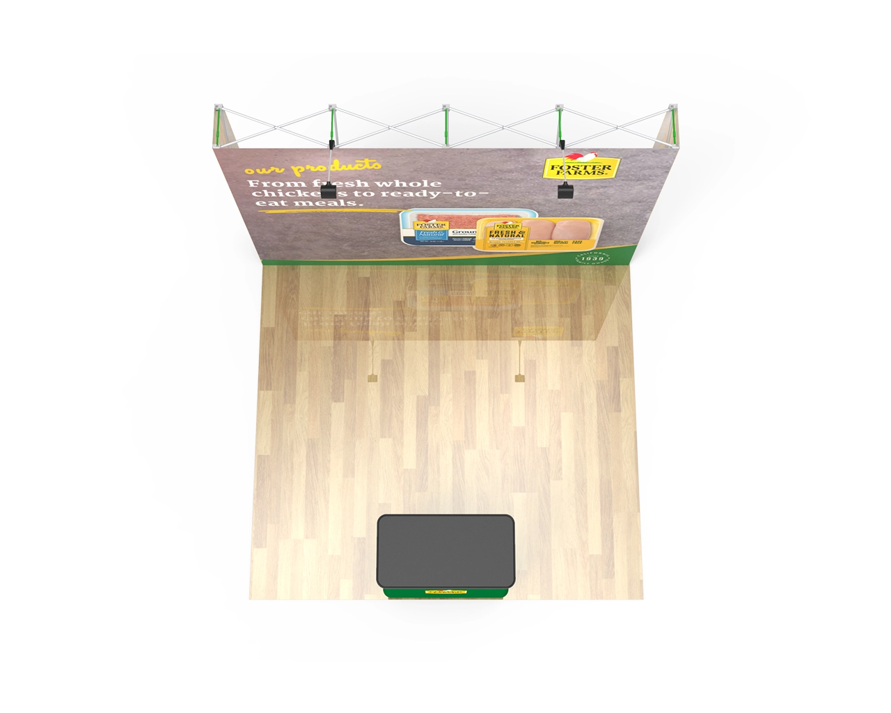 10ft Straight Velcro Fabric Pop Up Display With Podium Case|Portable Trade Show Booth
