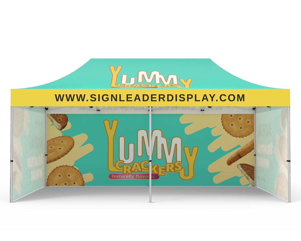 Custom 10x20 Pop Up Canopy Tent with Double-Sided Full Backwall & 2 x Single-Sided Full Sidewalls