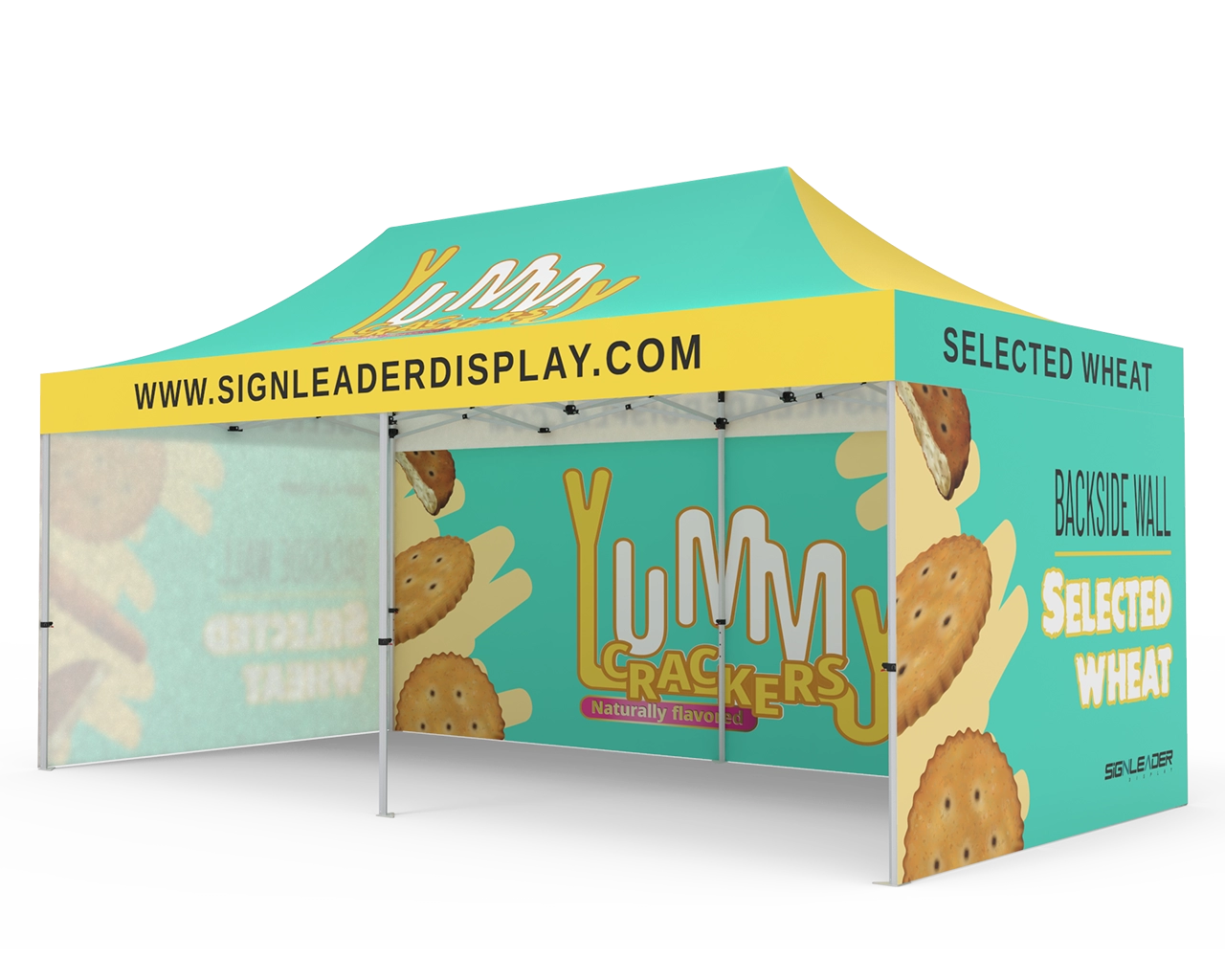 Custom 10x20 Pop Up Canopy Tent with Double-Sided Full Backwall & 2 x Single-Sided Full Sidewalls