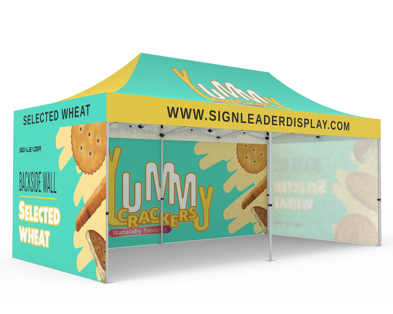Custom 10x20 Pop Up Canopy Tent with Double-Sided Full Backwall & 2 x Single-Sided Full Sidewalls