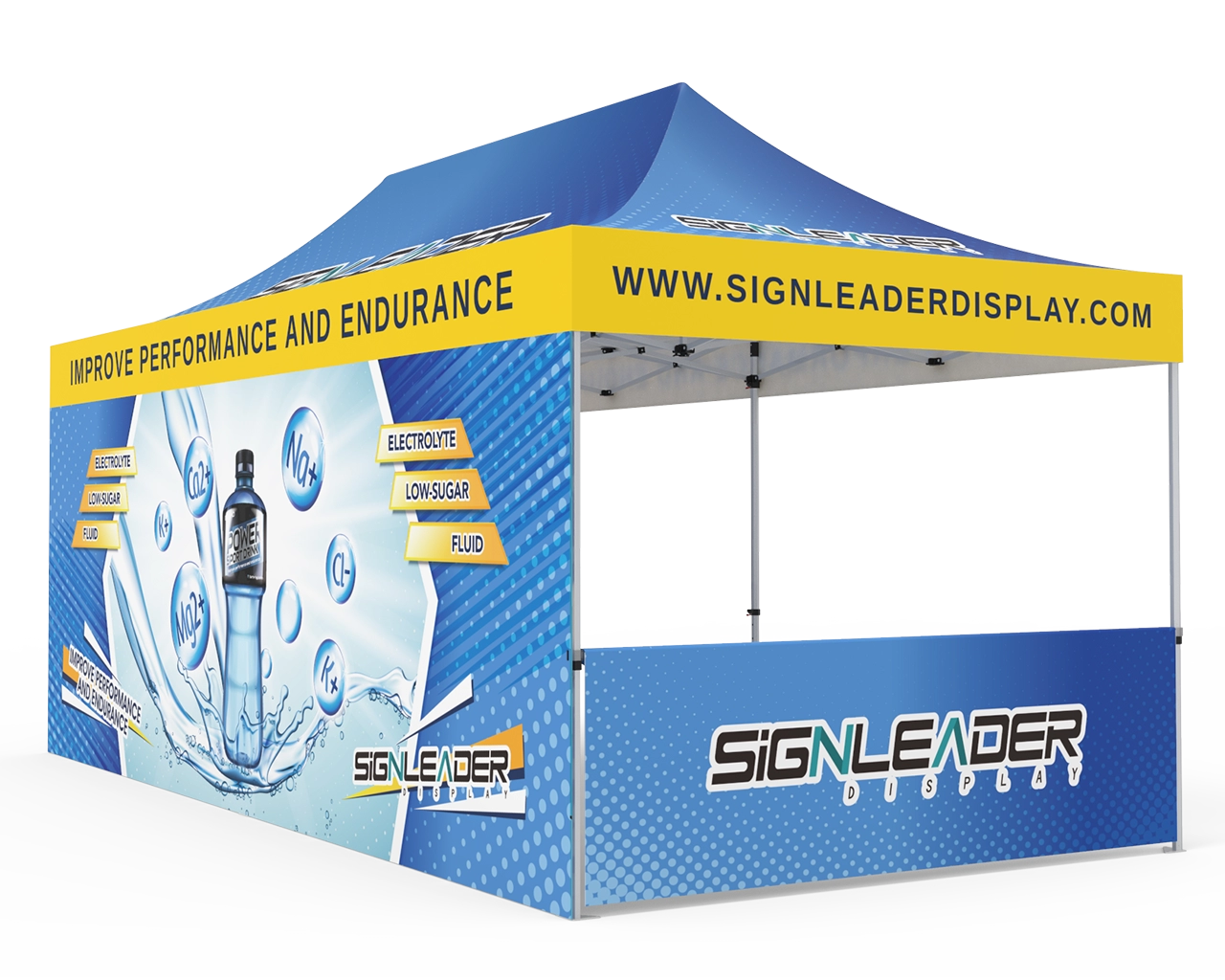 Custom 10x20 Pop Up Canopy Tent with Double-Sided Full Backwall & 2 x Single-Sided Half Sidewalls