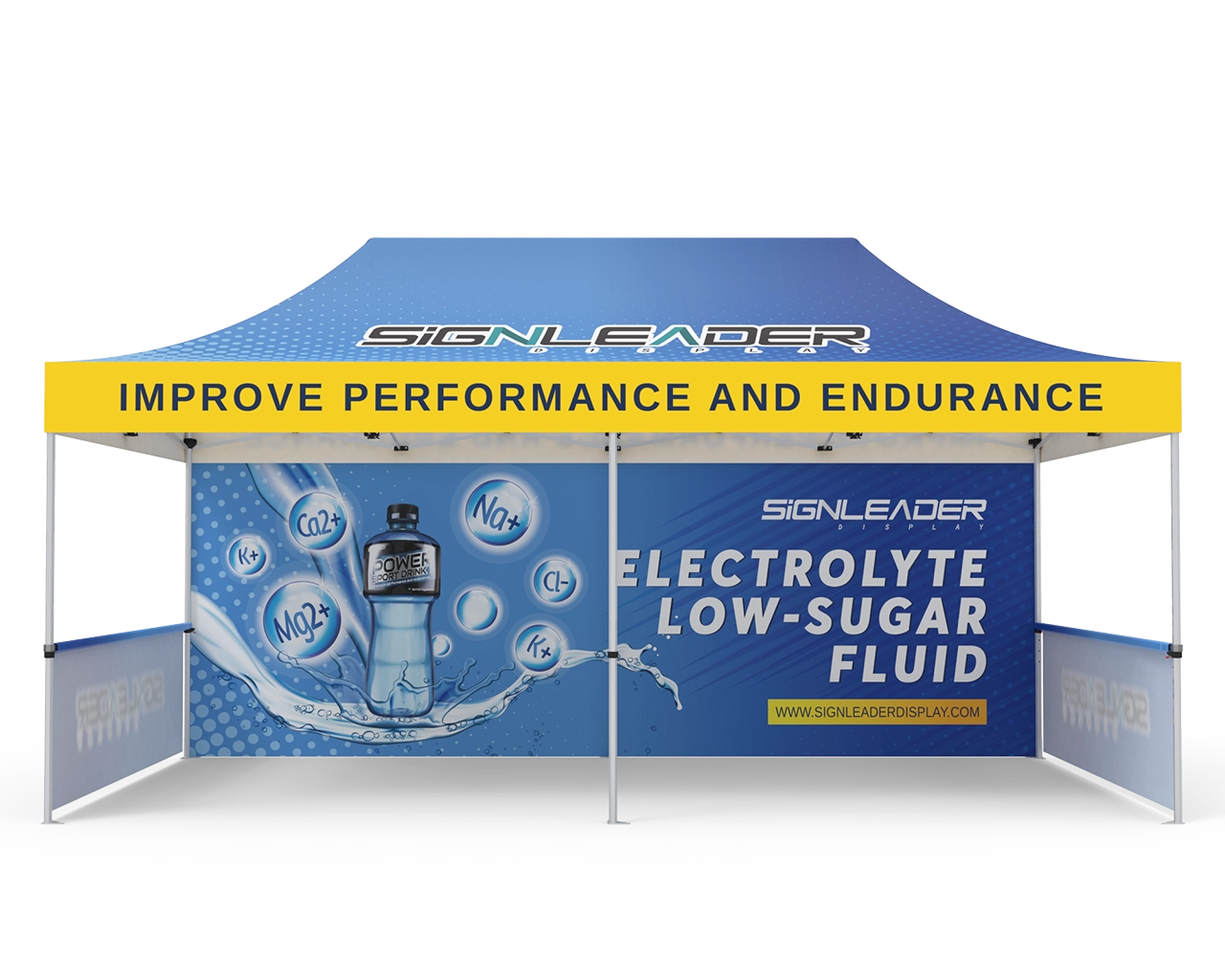 Custom 10x20 Pop Up Canopy Tent with Double-Sided Full Backwall & 2 x Single-Sided Half Sidewalls