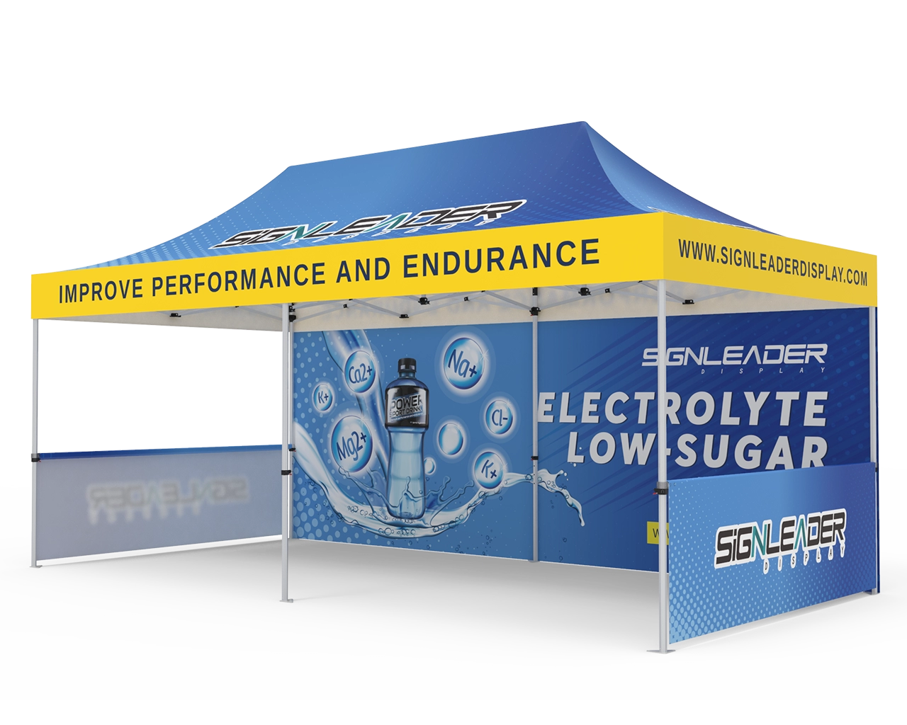 Custom 10x20 Pop Up Canopy Tent with Double-Sided Full Backwall & 2 x Single-Sided Half Sidewalls
