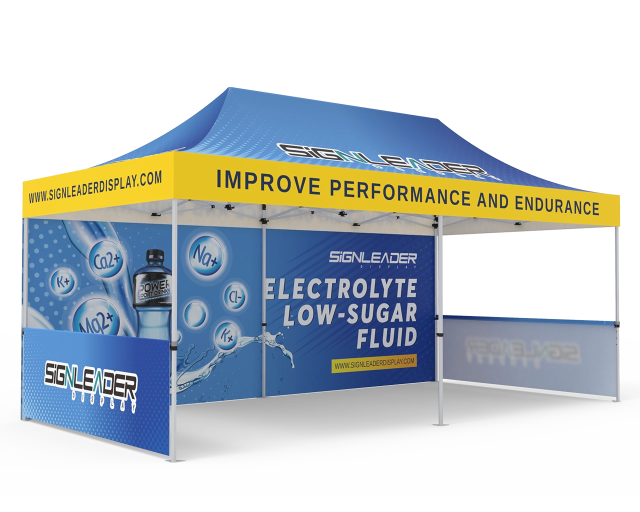 Custom 10x20 Pop Up Canopy Tent with Double-Sided Full Backwall & 2 x Single-Sided Half Sidewalls