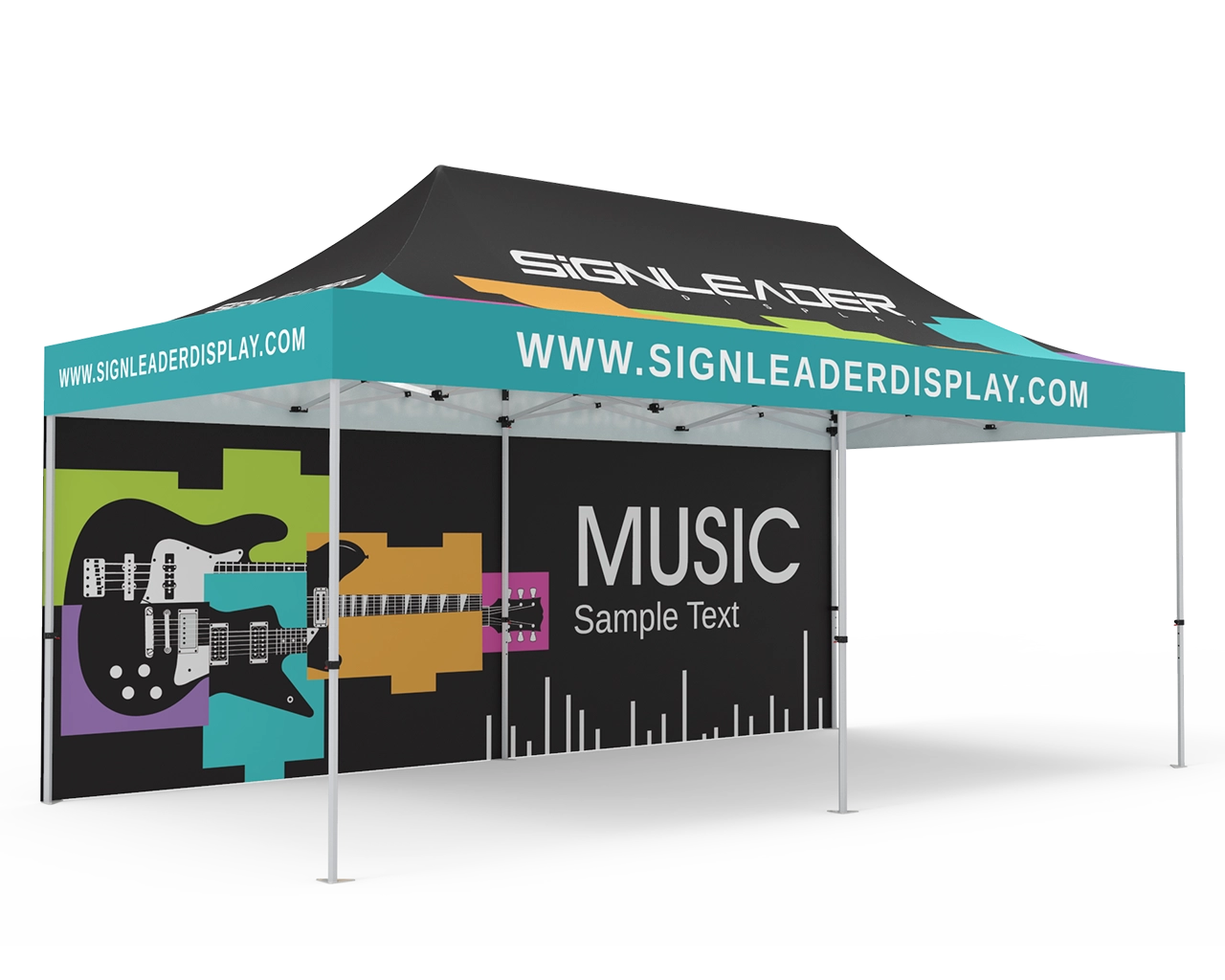 Custom 10x20 Pop Up Canopy Tent with Double-Sided Full Backwall
