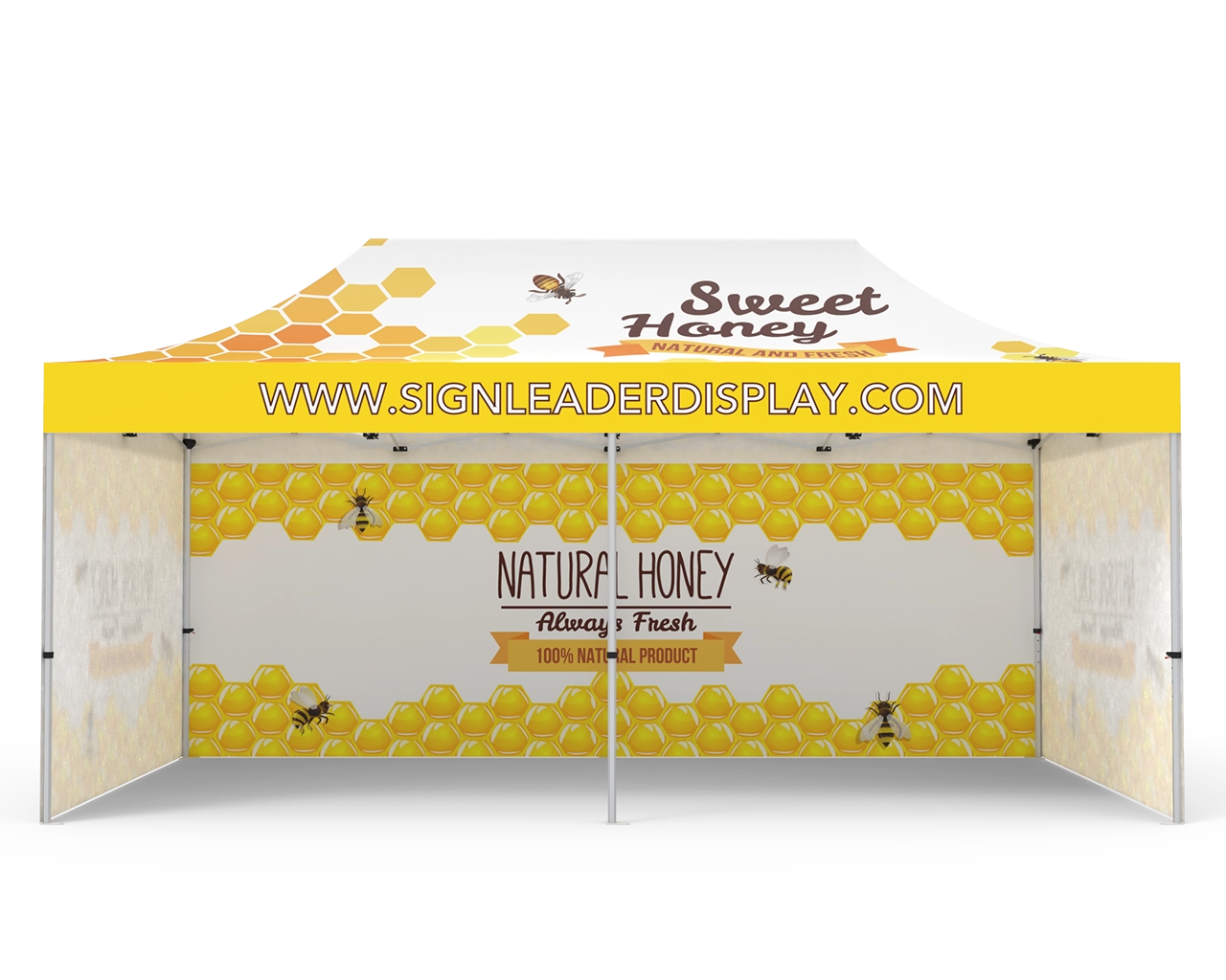 Custom 10x20 Pop Up Canopy Tent with Single-Sided Full Backwall & 2 x Single-Sided Full Sidewalls