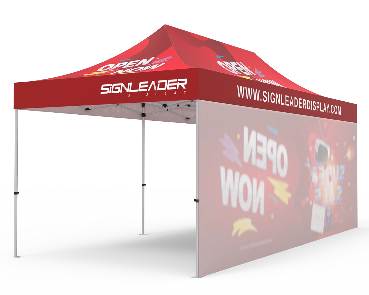 Custom 10x20 Pop Up Canopy Tent with Single-Sided Full Backwall