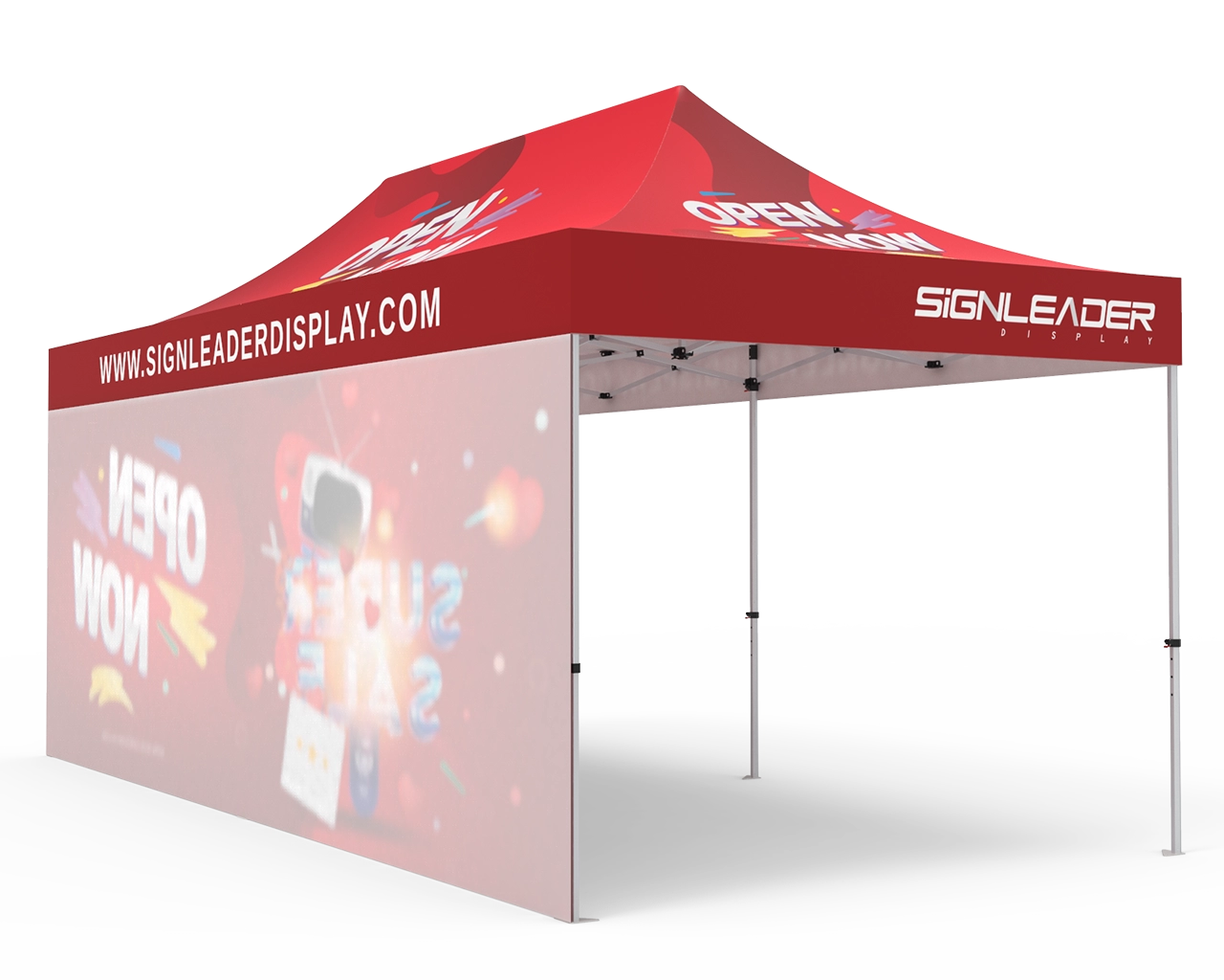 Custom 10x20 Pop Up Canopy Tent with Single-Sided Full Backwall