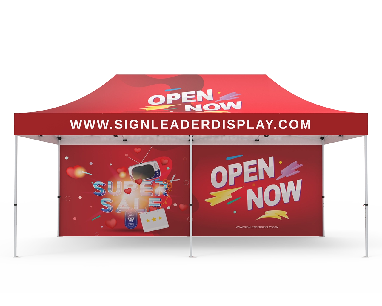 Custom 10x20 Pop Up Canopy Tent with Single-Sided Full Backwall