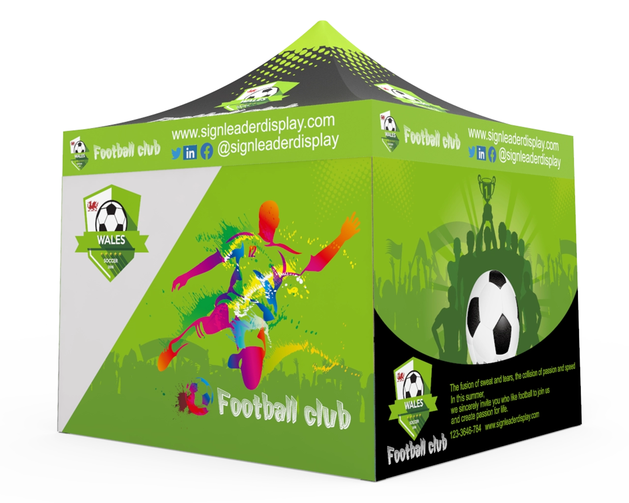 Custom Pop Up Canopy Tent 10x10 with 4 x Double-Sided Full Walls
