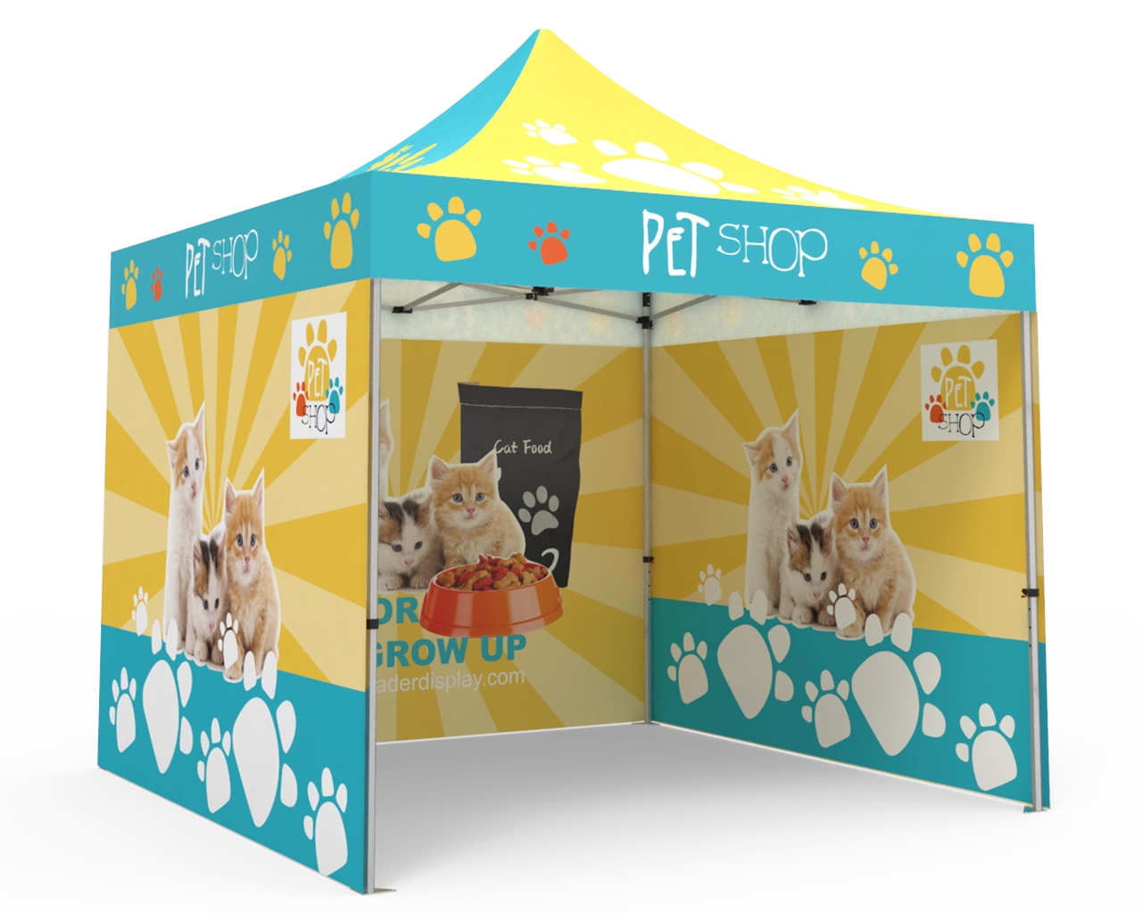 Custom Pop Up Canopy Tent 10x10 with Double-Sided Full Backwall & 2 x Double-Sided Full Sidewalls