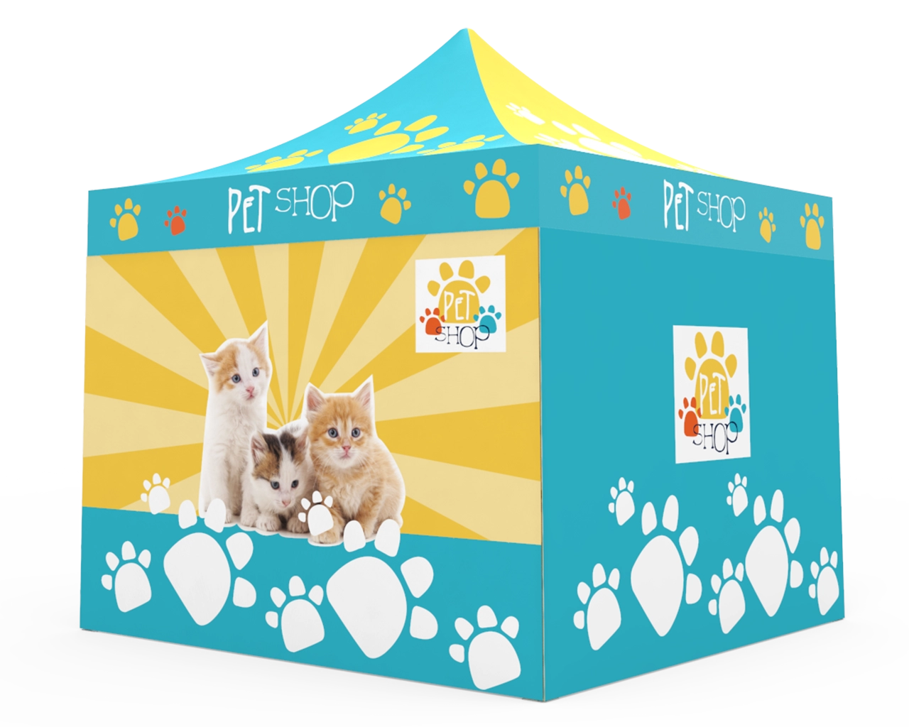 Custom Pop Up Canopy Tent 10x10 with Double-Sided Full Backwall & 2 x Double-Sided Full Sidewalls