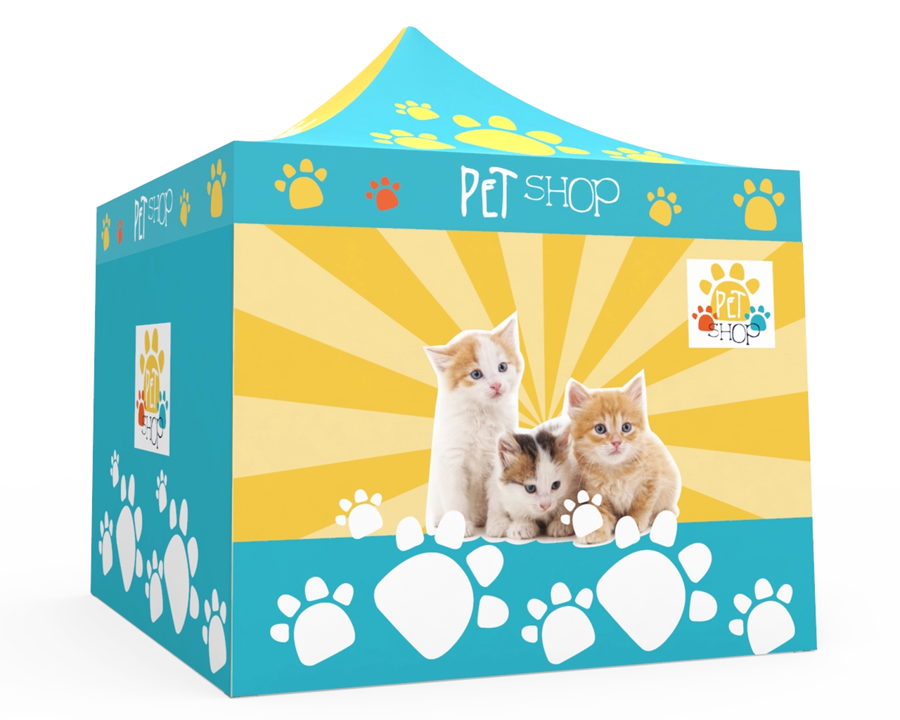 Custom Pop Up Canopy Tent 10x10 with Double-Sided Full Backwall & 2 x Double-Sided Full Sidewalls