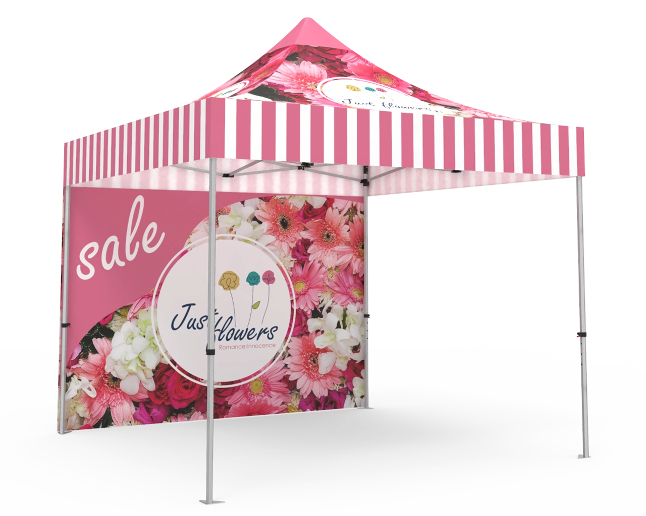 Custom Pop Up Canopy Tent 10x10 with Double-Sided Full Backwall