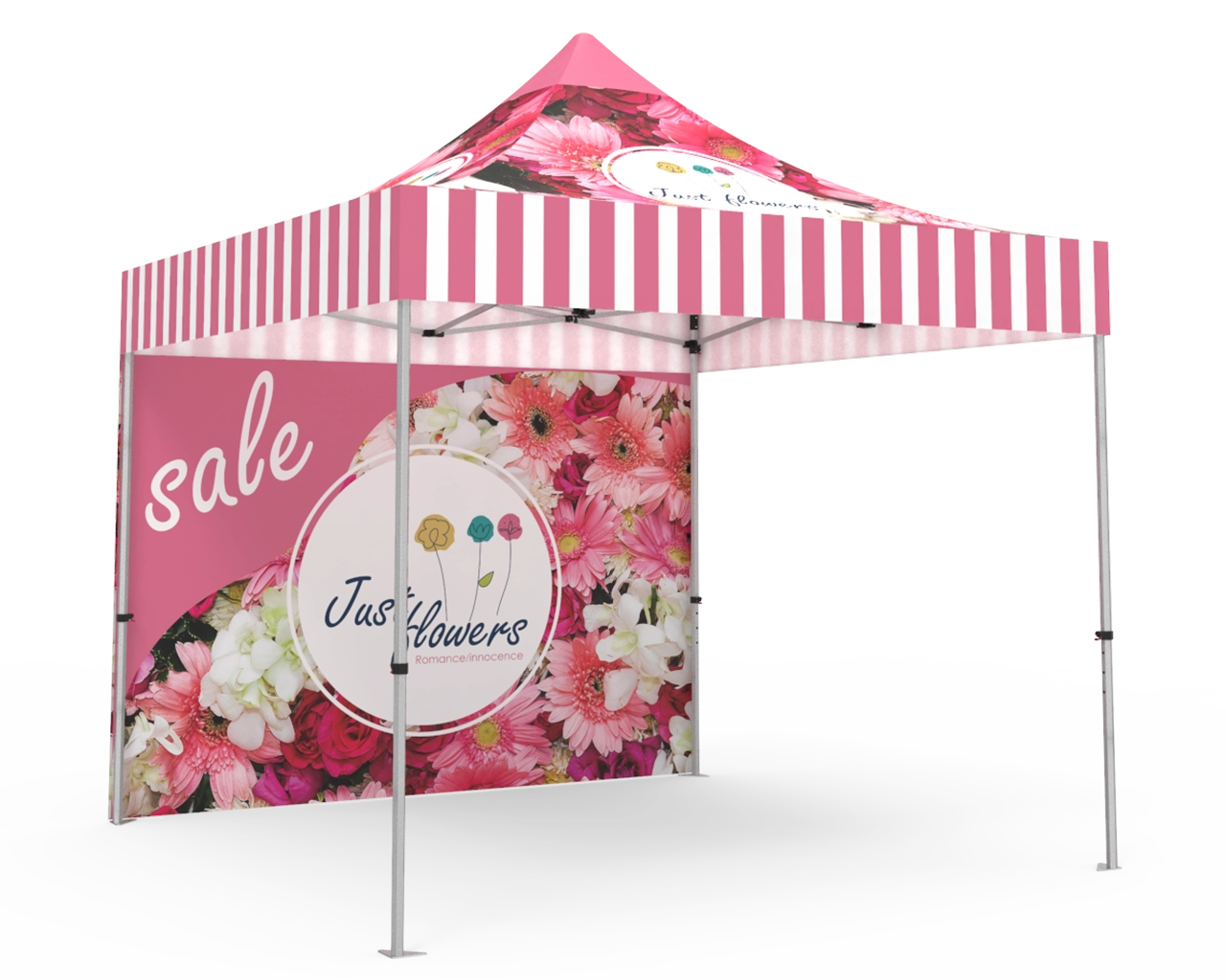 Custom Pop Up Canopy Tent 10x10 With Double Sided Full Backwall Main