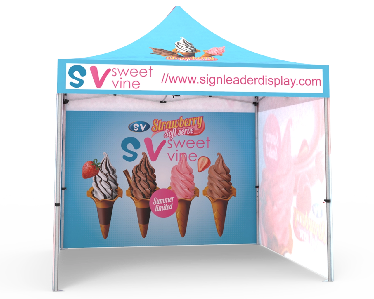 Custom Pop Up Canopy Tent 10x10 With Single Sided Full Backwall 2x Single Sided Full Sidewalls Main