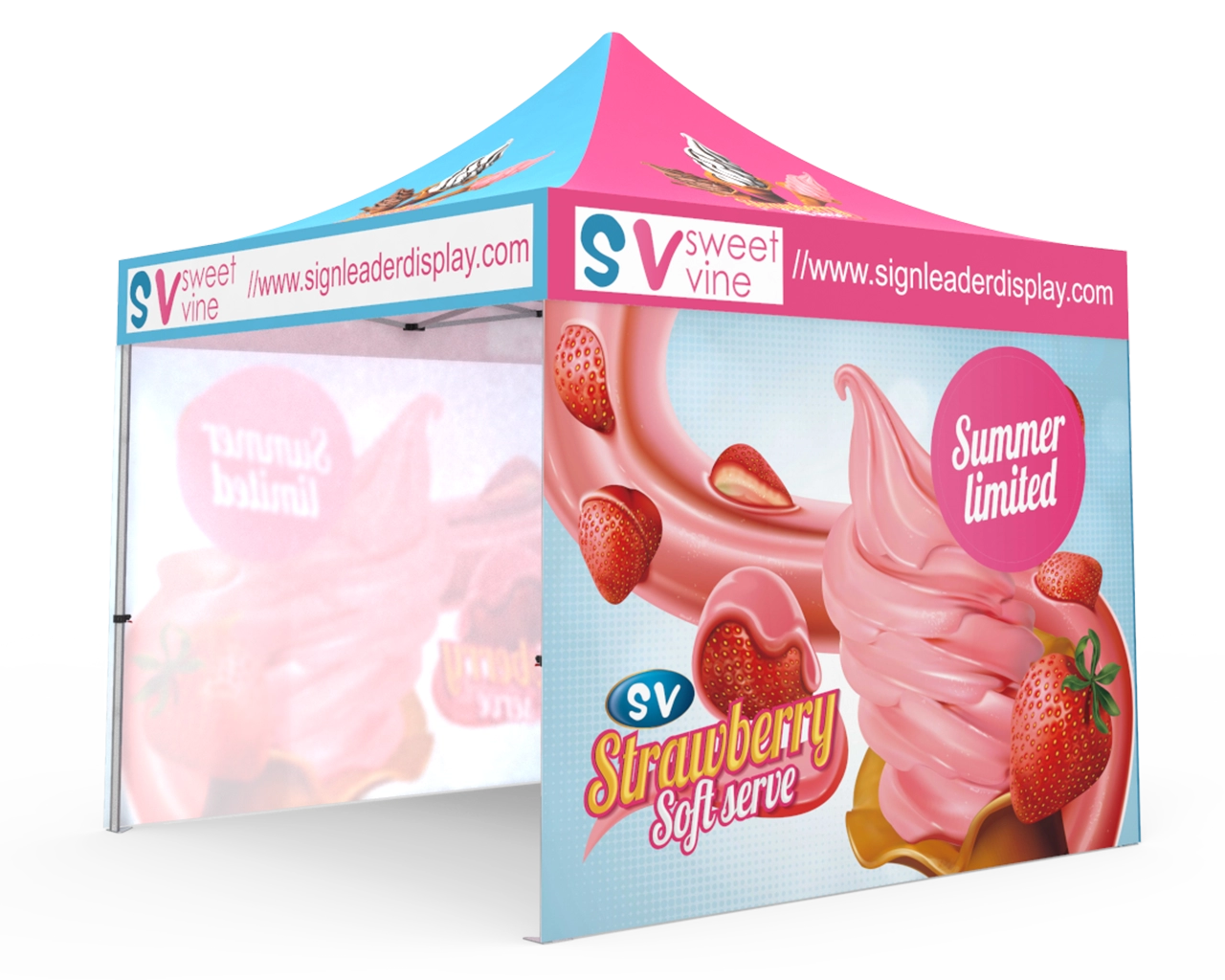 Custom Pop Up Canopy Tent 10x10 with Single-Sided Full Backwall & 2 x Single-Sided Full Sidewalls