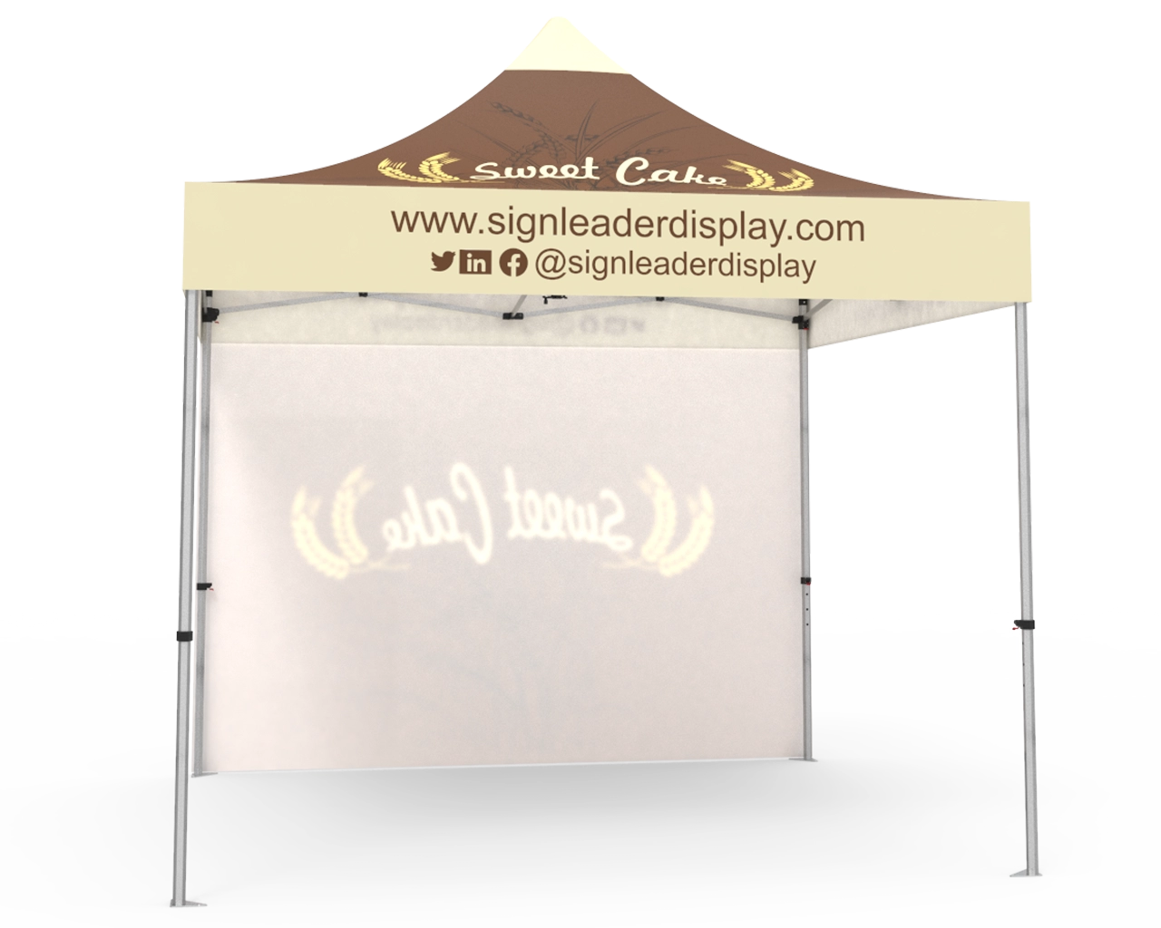 Custom Pop Up Canopy Tent 10x10 With Single Sided Full Backwall Main