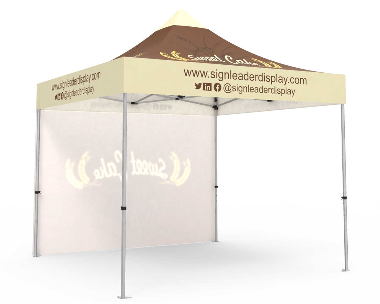 Custom Pop Up Canopy Tent 10x10 with Single-Sided Full Backwall