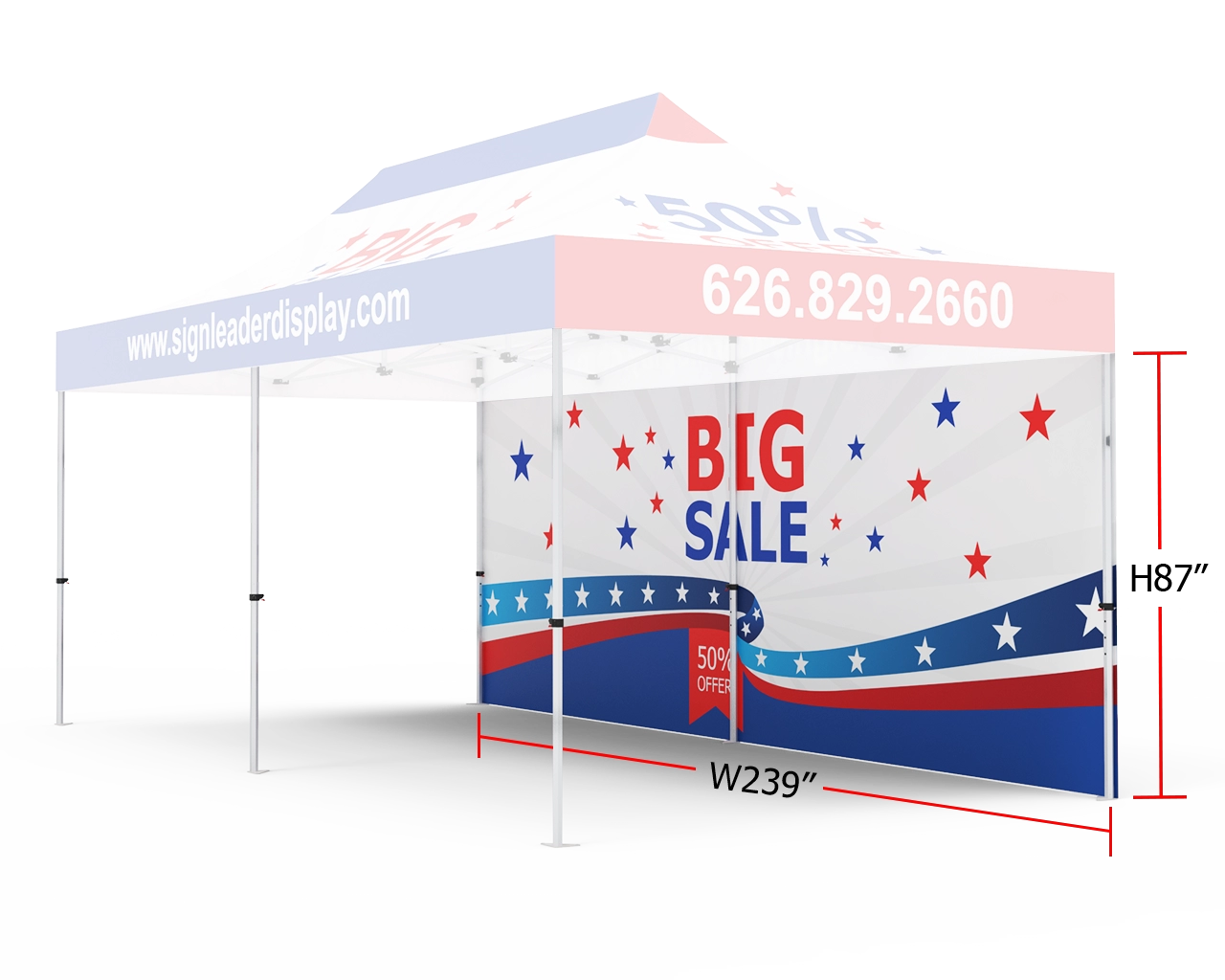Custom Printed Tent Full Backwall for 10x20 Tent