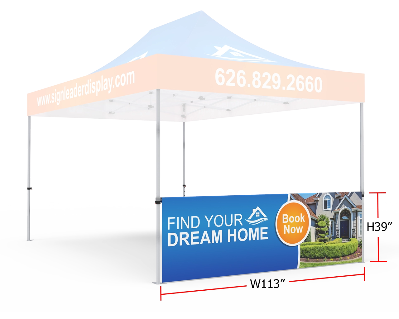 Custom Printed Tent Half Sidewall for 10x15 Tent