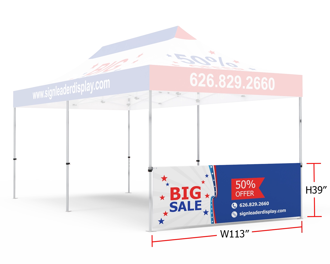 Custom Printed Tent Half Sidewall for 10x20 Tent