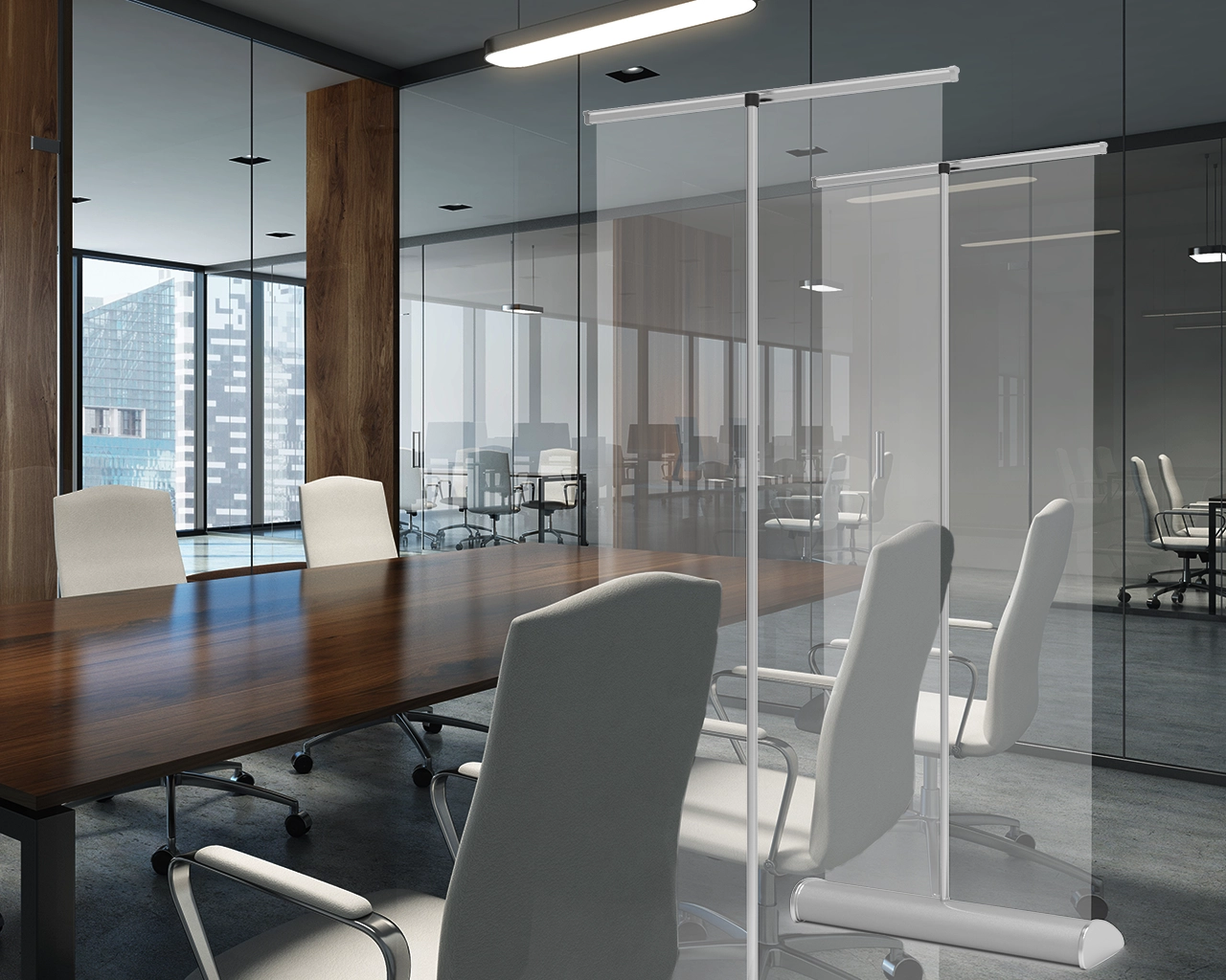 Retractable Sneeze Guard Clear Isolation Barrier with Deluxe Base