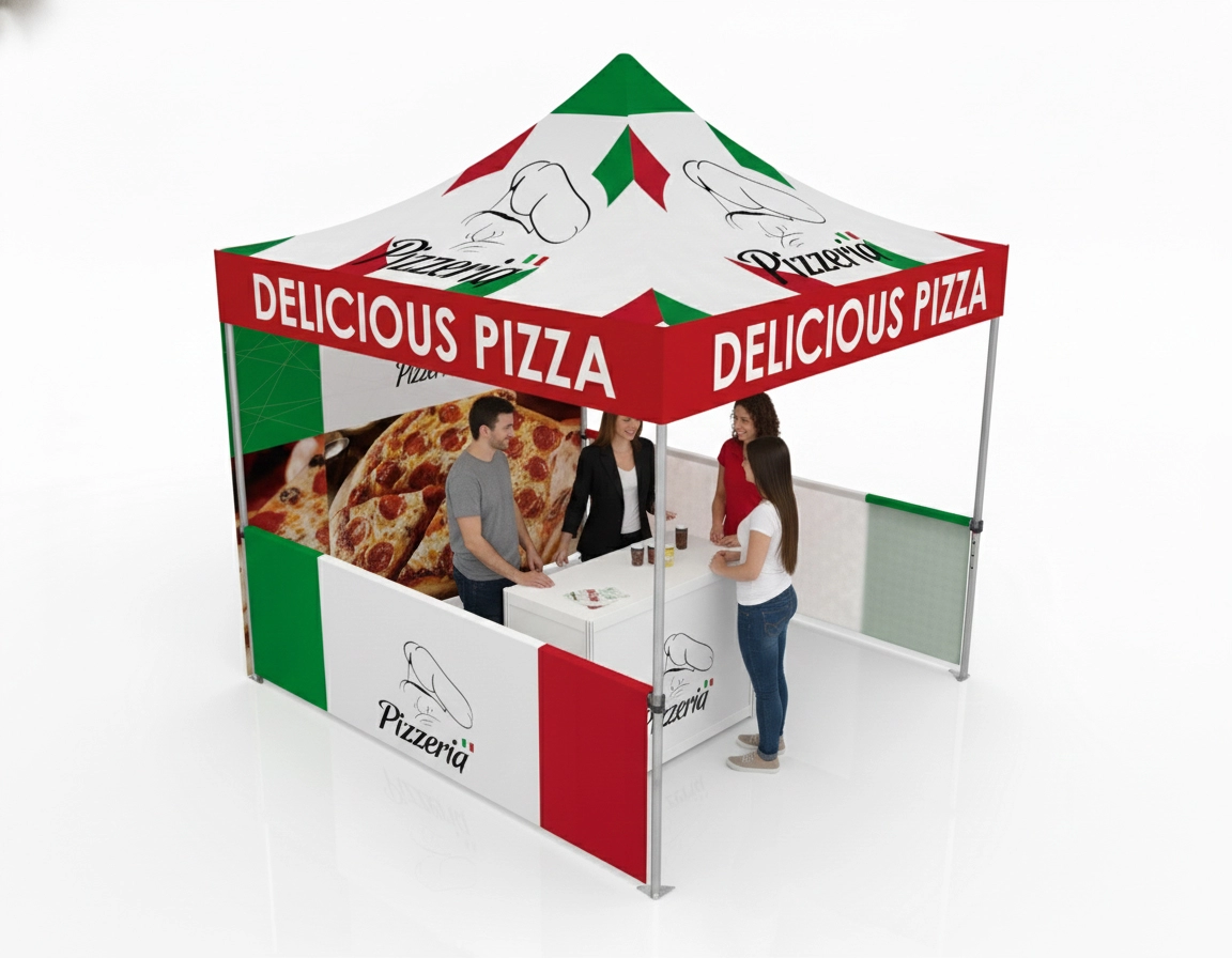 10x10 Full Color Printed Canopy Tent with Backwall and Sidewalls