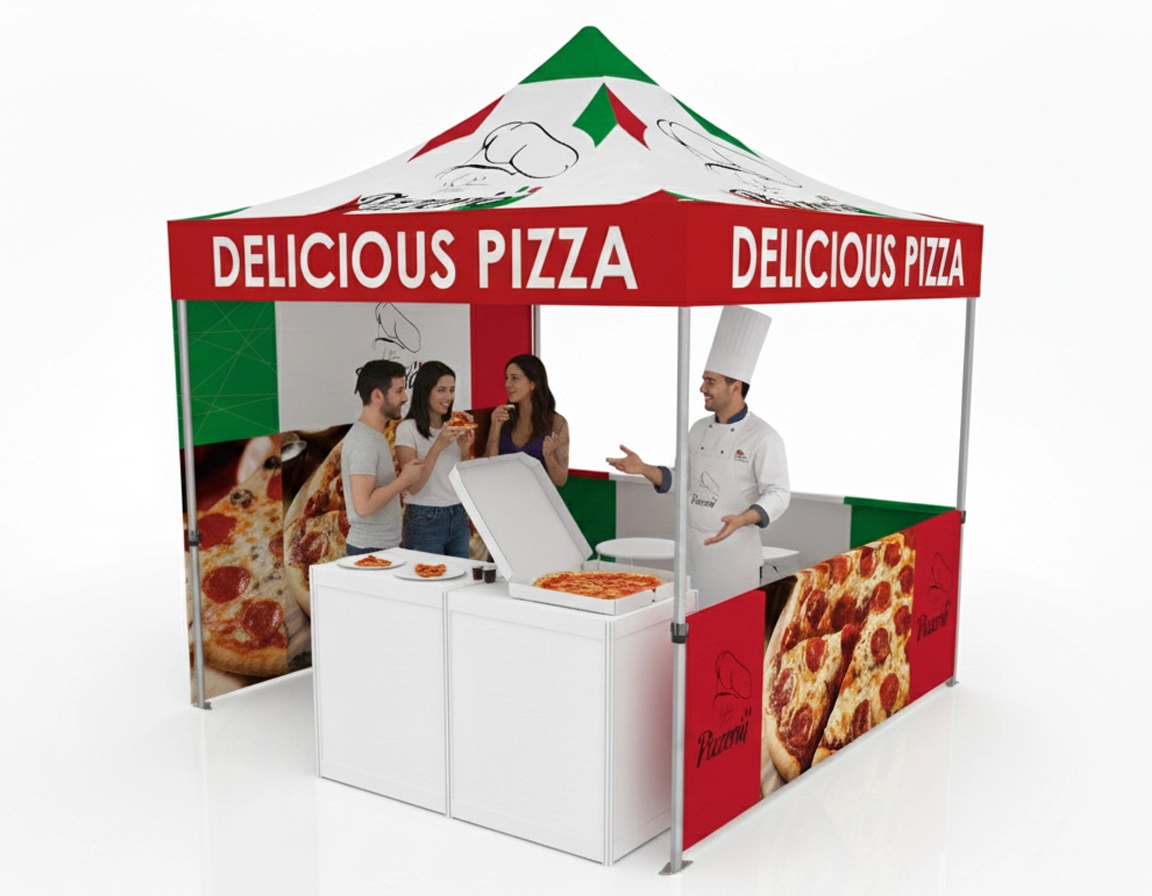 10x10 Full Color Printed Canopy Tent with Backwall and Sidewalls