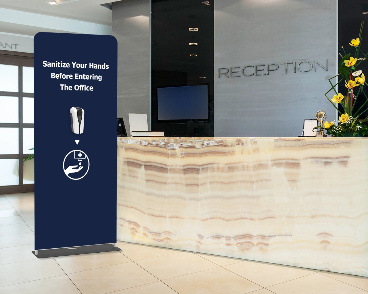 Hand Sanitizer Dispenser Stand For Reception Desk