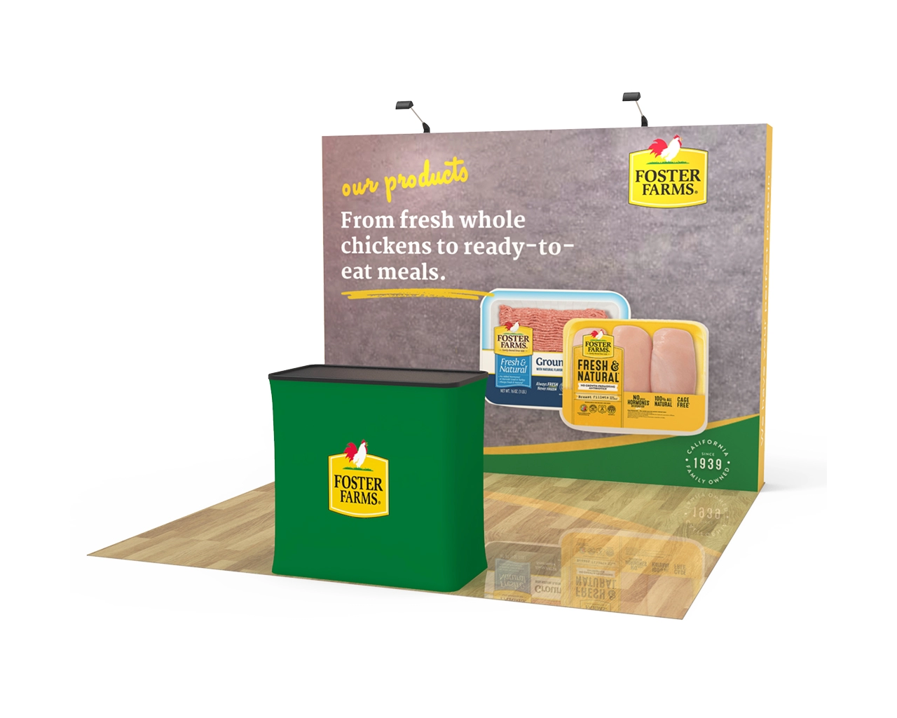 10ft Straight Velcro Fabric Pop Up Display With Podium Case|Portable Trade Show Booth