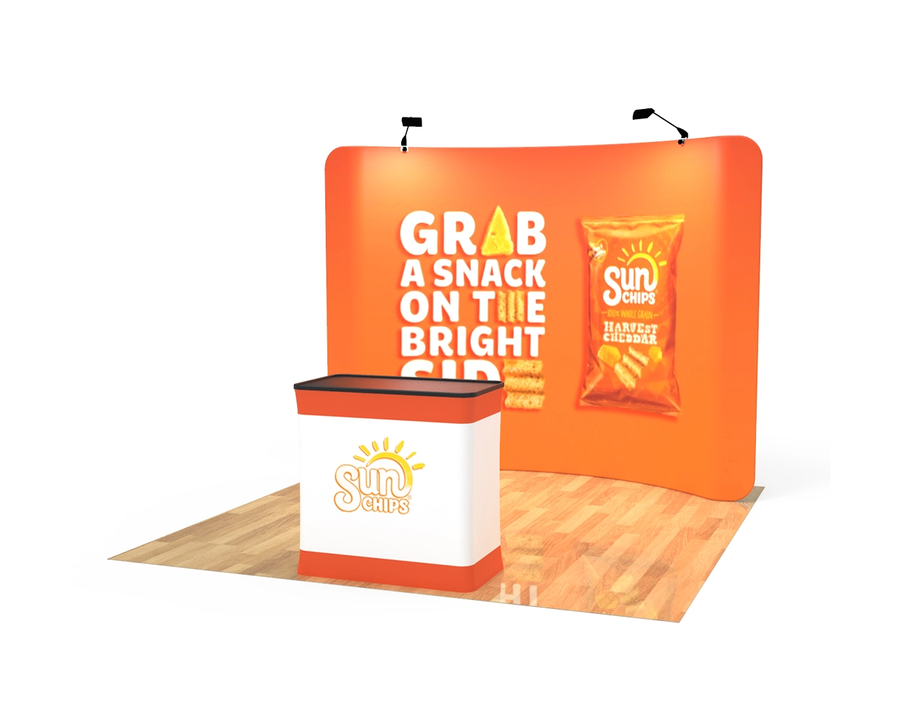 10ft Curved Tension Fabric Display With Podium Case|Portable Trade Show Booth