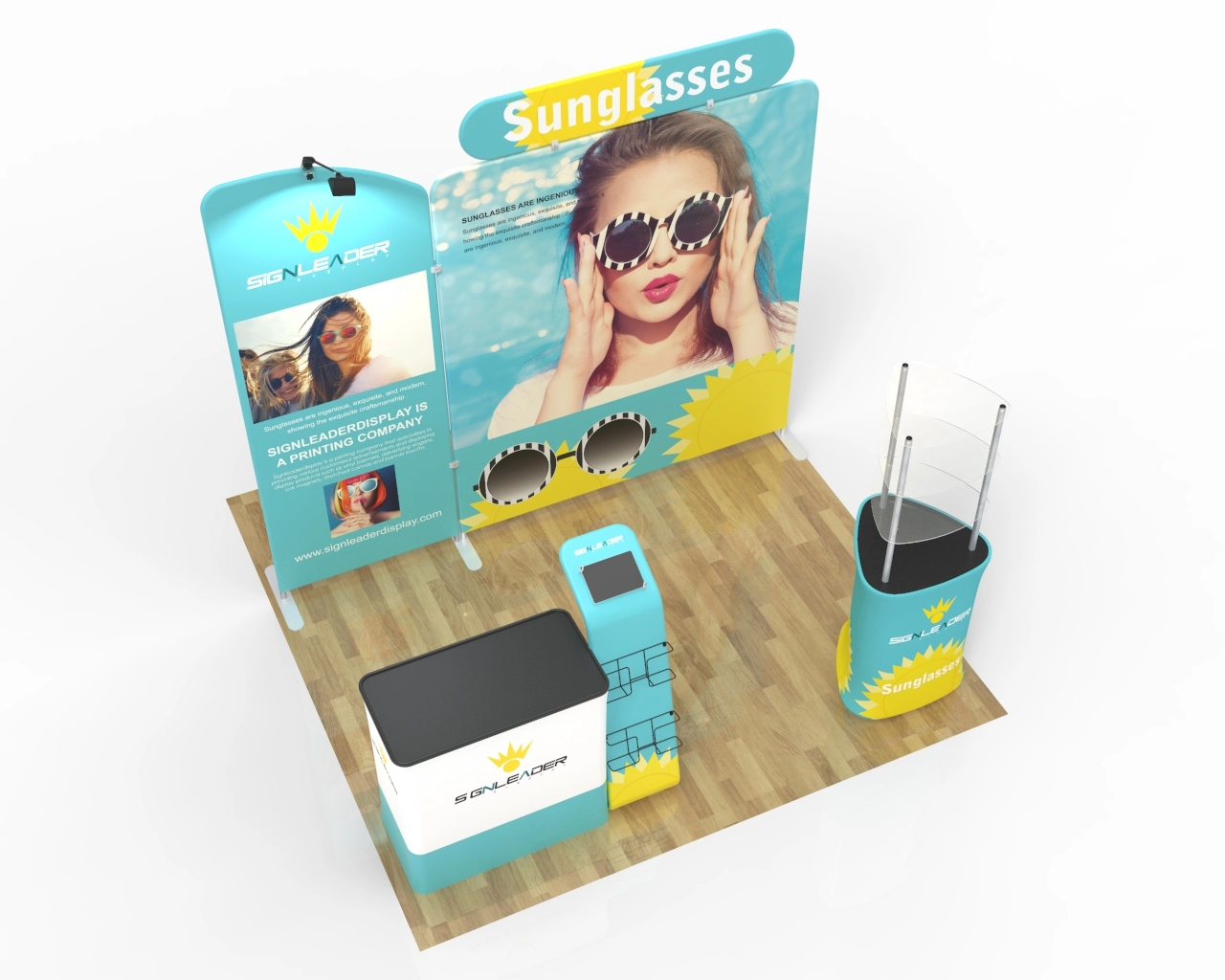10ft Custom Trade Show Booth Kit C for Sunglasses & Personal Gear Brands