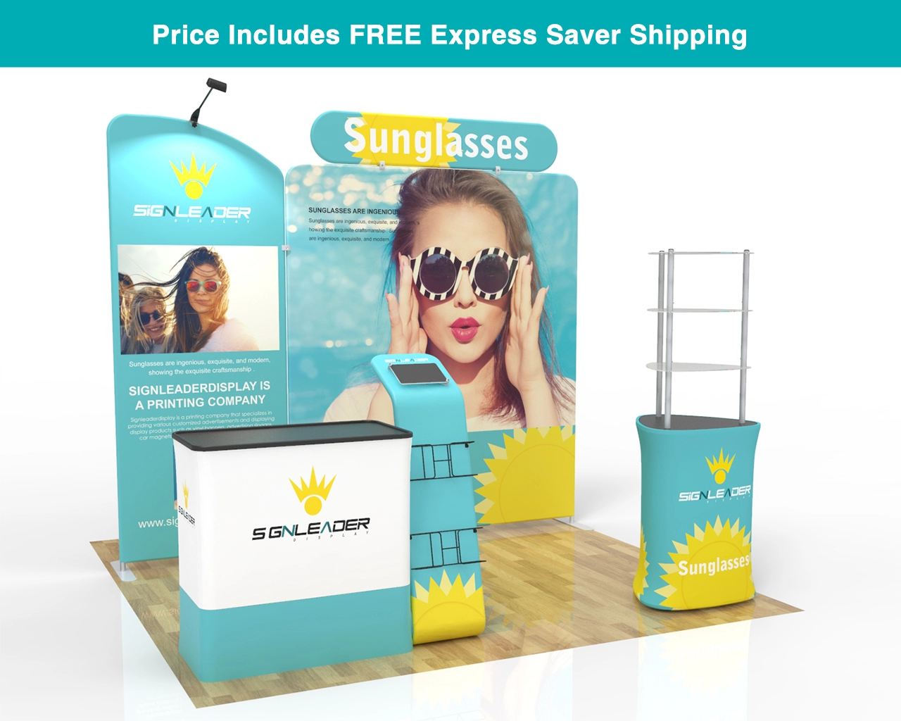 10ft Custom Trade Show Booth Kit C for Sunglasses & Personal Gear Brands