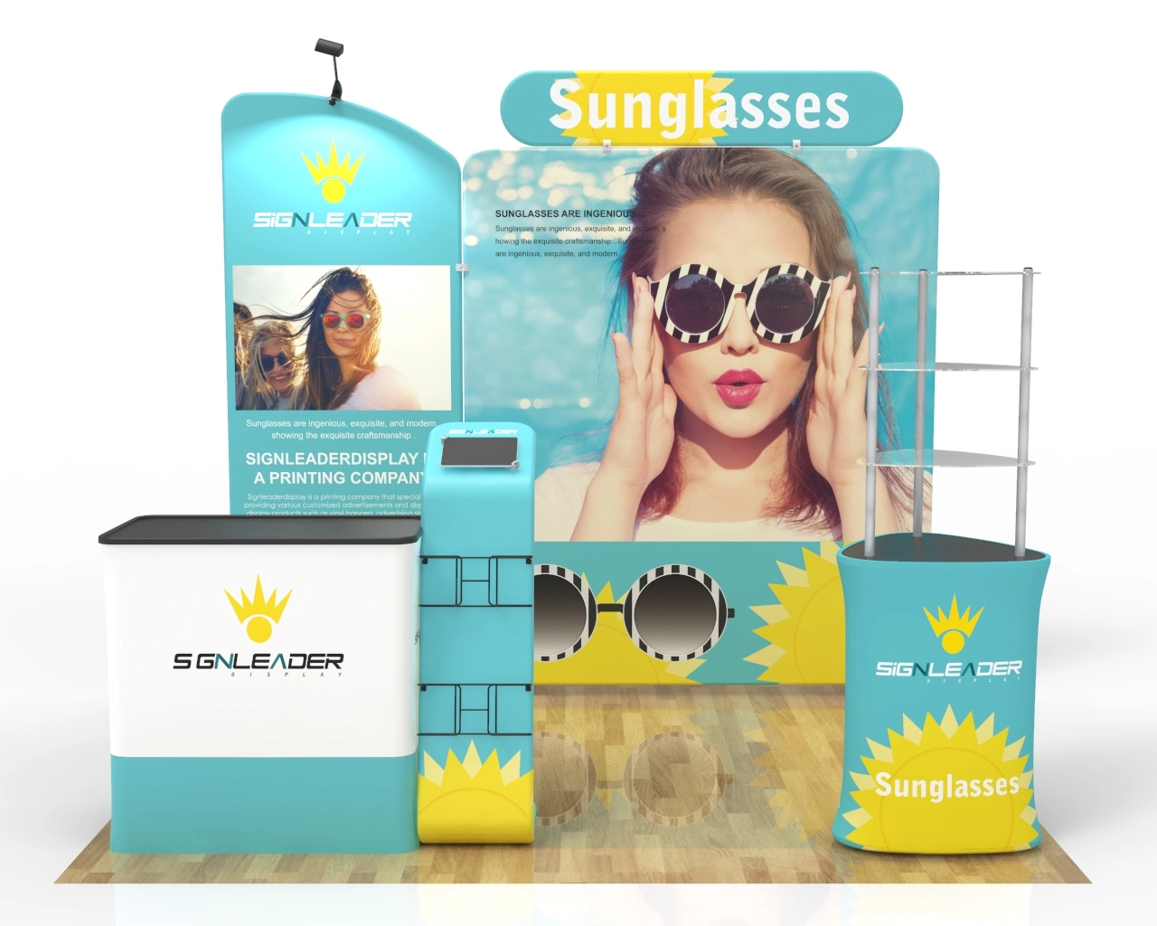 10ft Custom Trade Show Booth Kit C for Sunglasses & Personal Gear Brands