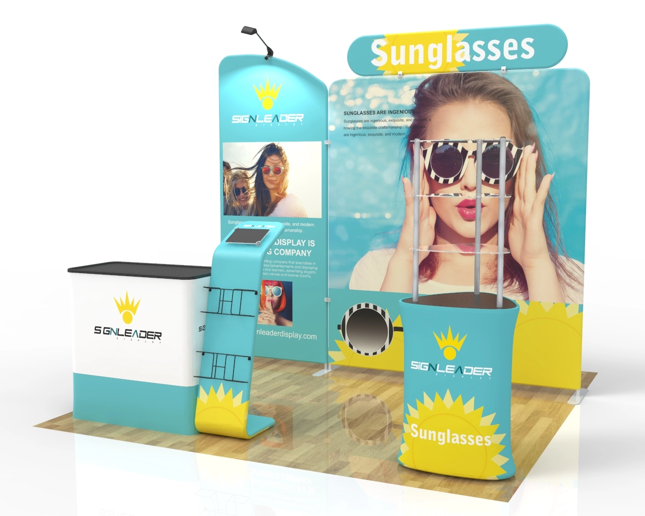 10ft Custom Trade Show Booth Kit C for Sunglasses & Personal Gear Brands