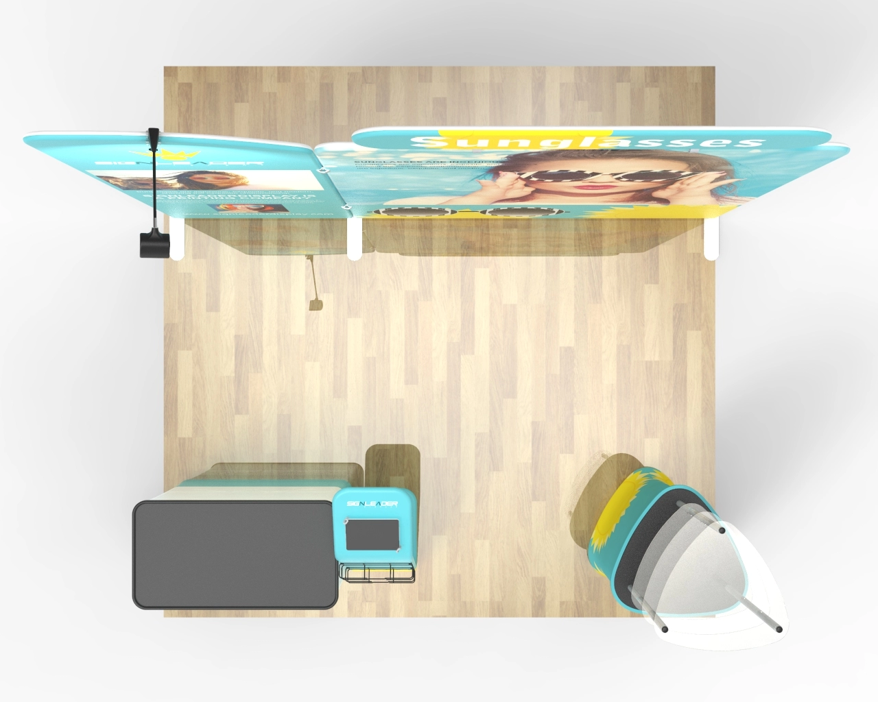 10ft Custom Trade Show Booth Kit C for Sunglasses & Personal Gear Brands