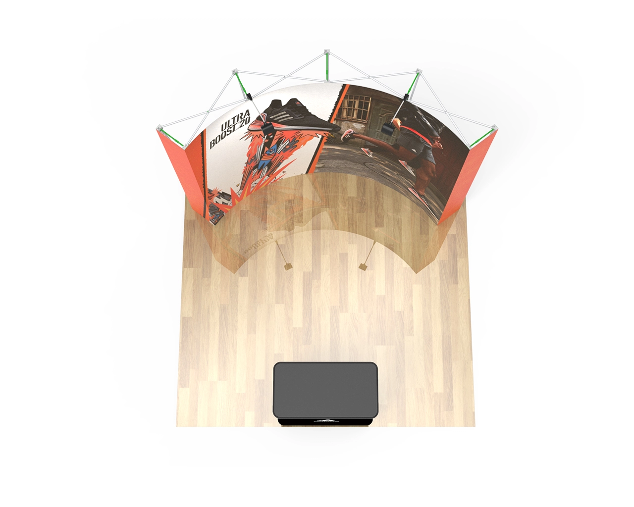 10ft Curve Velcro Fabric Pop Up Display With Podium Case|Portable Trade Show Booth