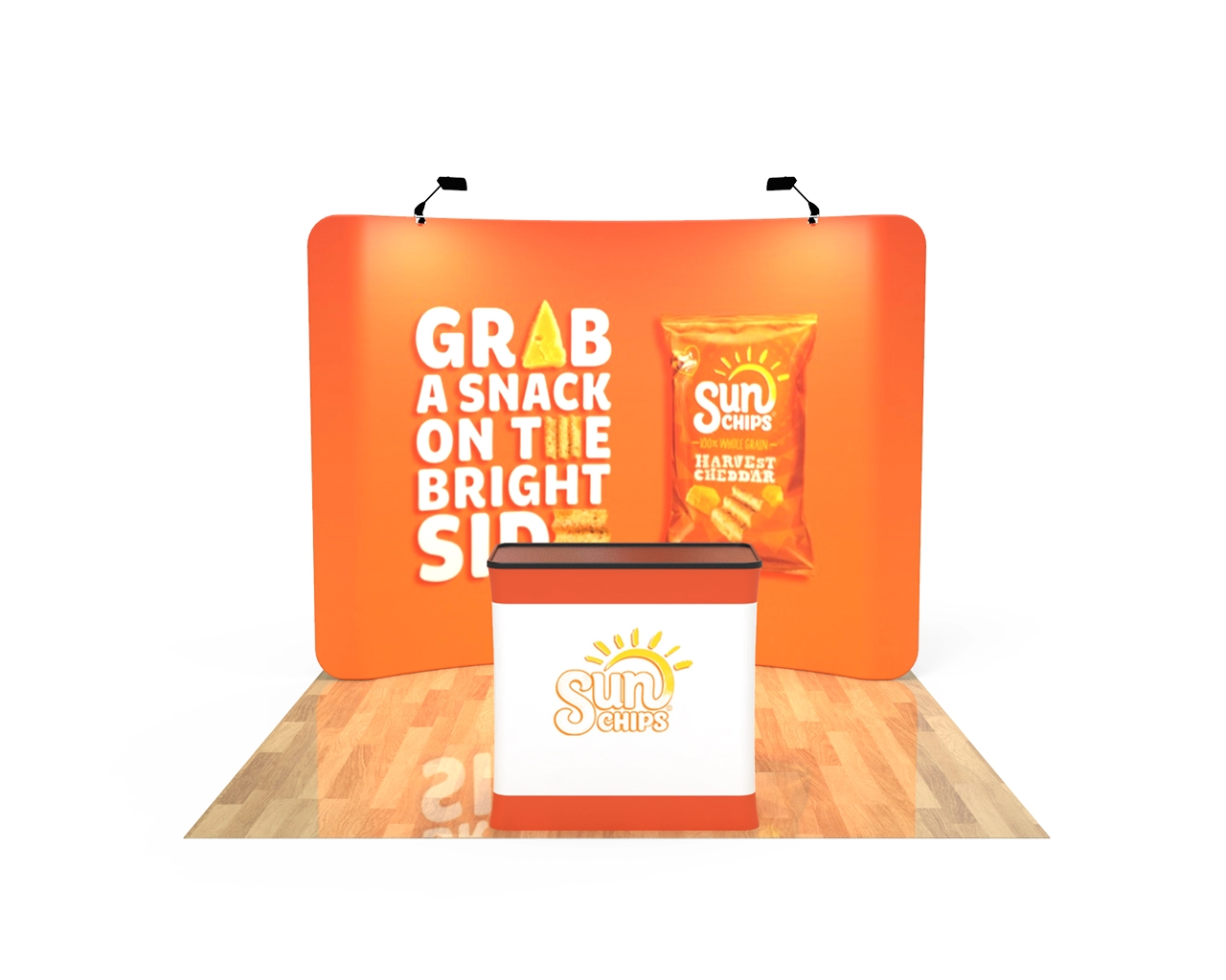 10ft Curved Tension Fabric Display With Podium Case|Portable Trade Show Booth